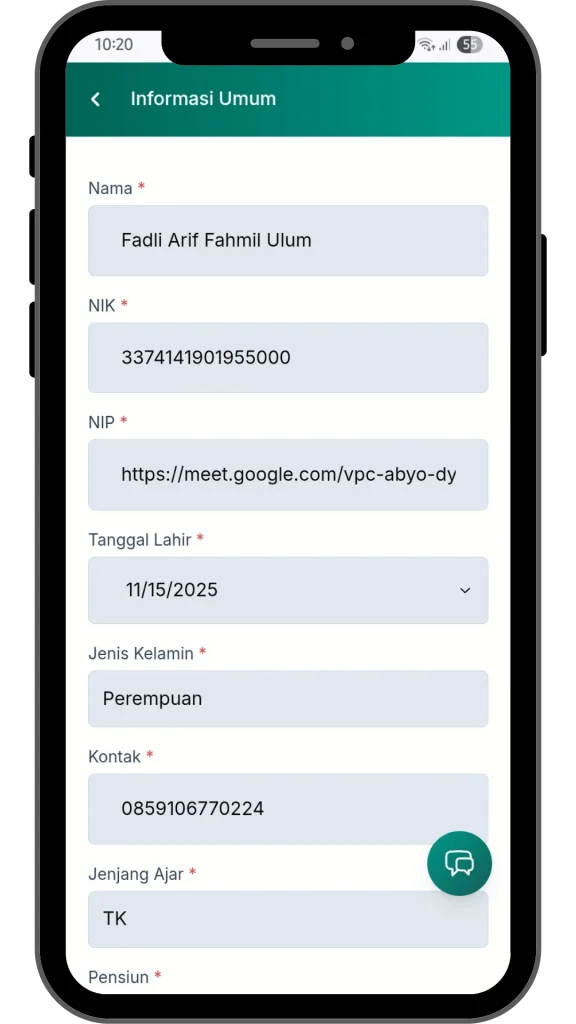 aplikasi KTA digital fitur isi biodata