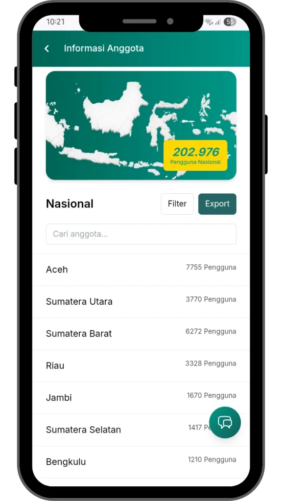 fitur grafik wilayah aplikasi KTA digital