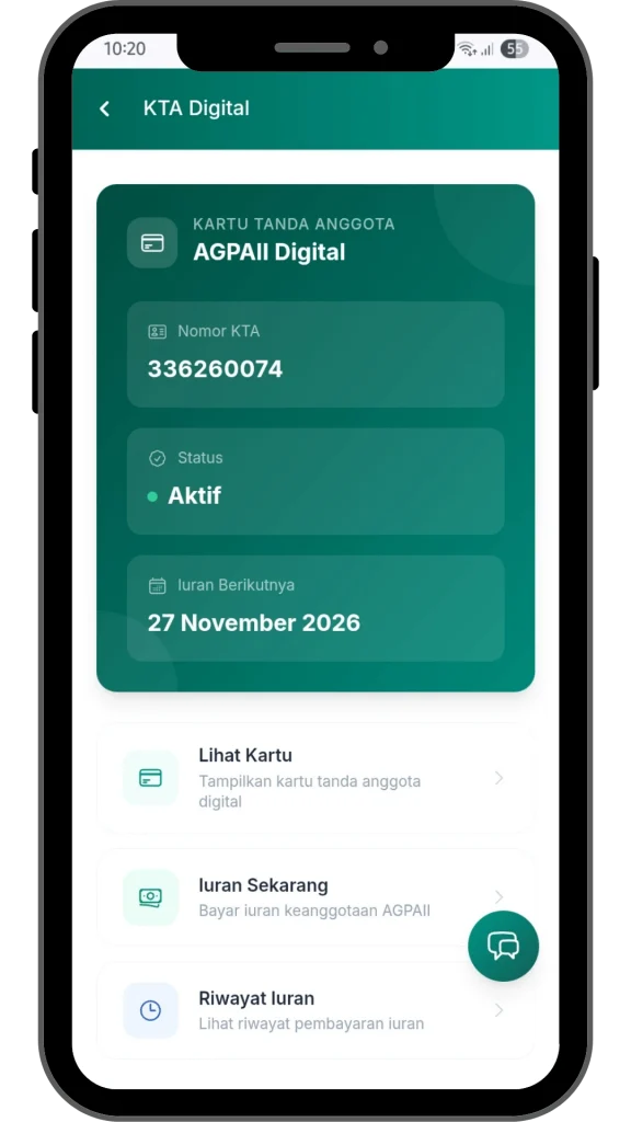 aplikasi KTA digital generate nomor otomatis